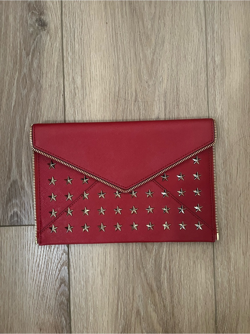 Rebecca Minkoff Red Star-Embellished Envelope Clutch